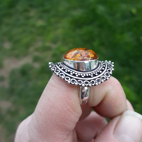 New Amber 925 Silver Ring. - Picture 3 of 7